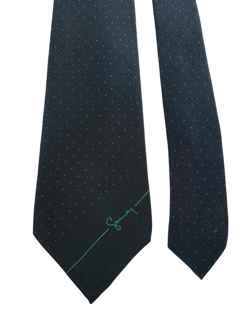 Givenchy Silk Navy Green Polka Dot Made in Italy Men's Designer Tie